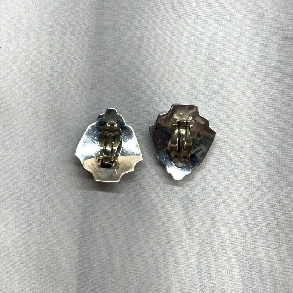 Vintage Sterling Silver Scallop Shell Clip On Earrings 925 Thailand 11.58g - Picture 6 of 7